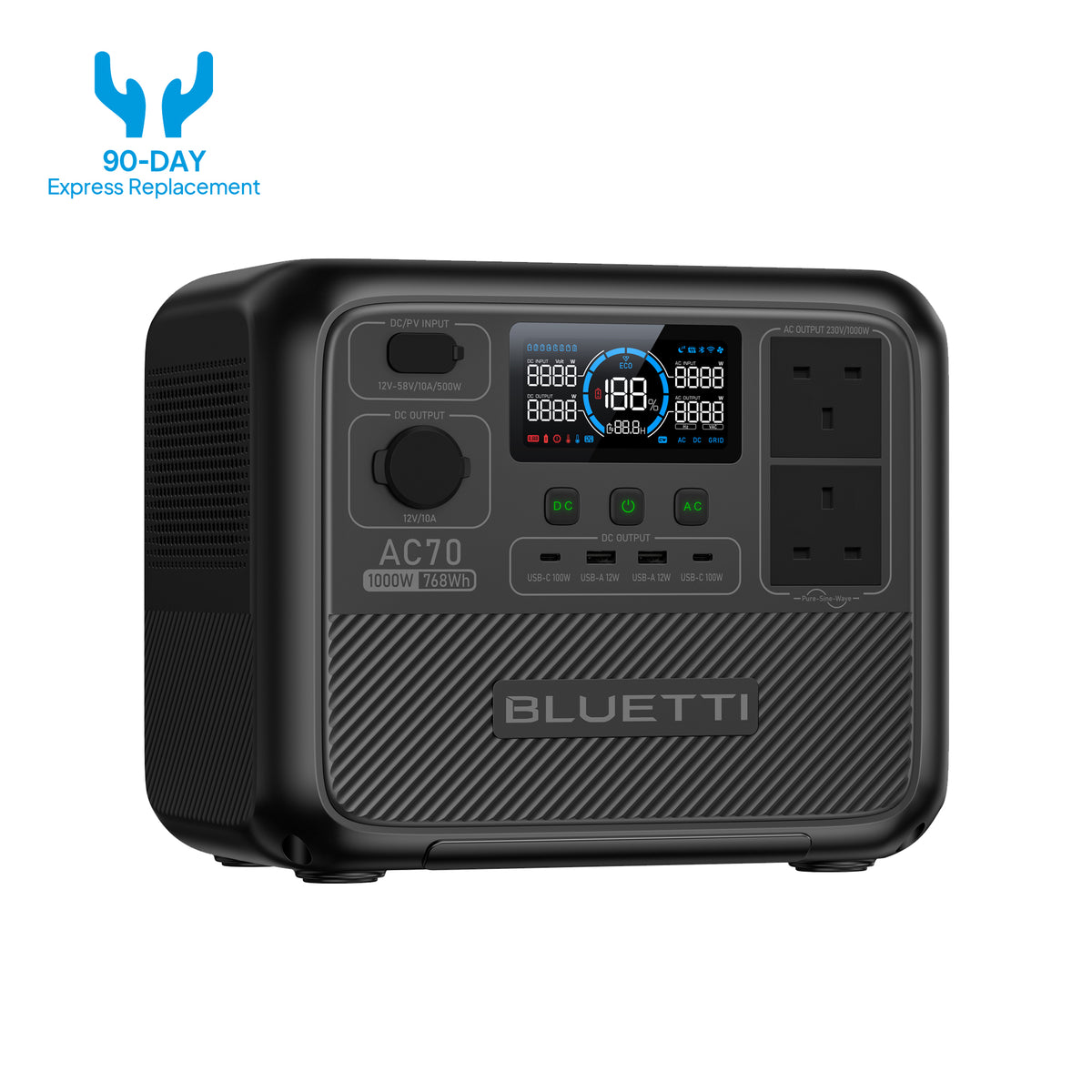 محطة الطاقة المحمولة BLUETTI AC70  | 1,000W 768Wh